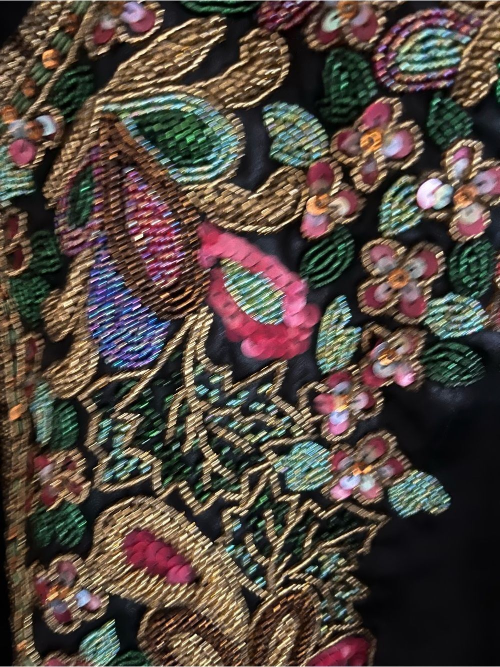 Vintage Victoria's Secret Black Satin Jacket with Multicolor Floral Beading - Picture 5 of 6